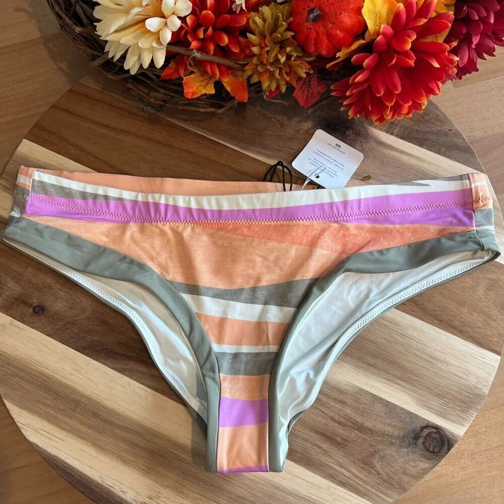 prAna Womens Upswell Swimsuit Bottom LARGE IN Waves UPF 50+